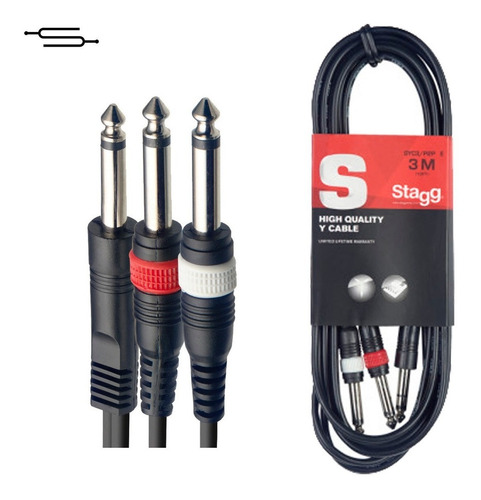Imagen 1 de 4 de Cable De Audio Plug Mono A 2 Plug 3 Metros Stagg Syc3p2pe