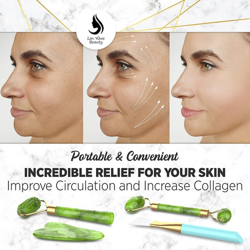 Imagen 5 de 6 de Rodillo Facial, Cara De Jade Masajeador Gua Sha, Natural.