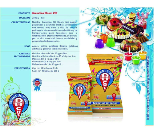 Imagen 2 de 2 de Grenetina Duché 290 Bloom 250gr (12 Pack)