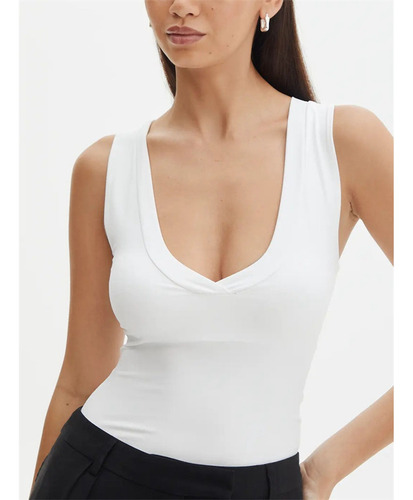 Body Sin Mangas Con Cuello En V Para Mujer, Sin Mangas, A La