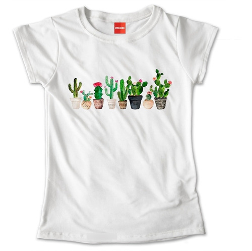 Blusa Blanca Plantas Cactus Nopal Flor Maceta Playera #825