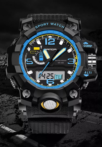 Relógio Esportivo Preto Aprova D Água Masculino Digital Led