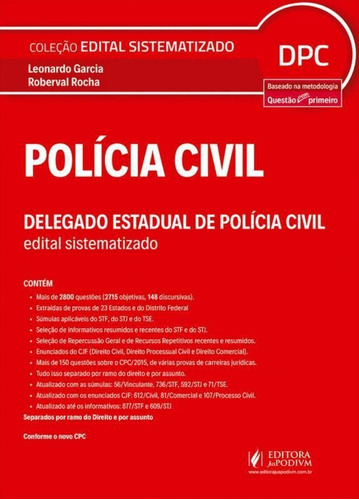 Policia Civil Delegado Estadual  1ª Edição (2018)