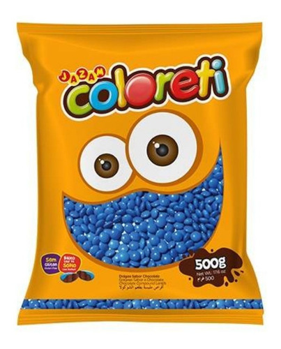 Confeito Coloreti - Sabor Chocolate - Cor Azul - 500grs - Jazam