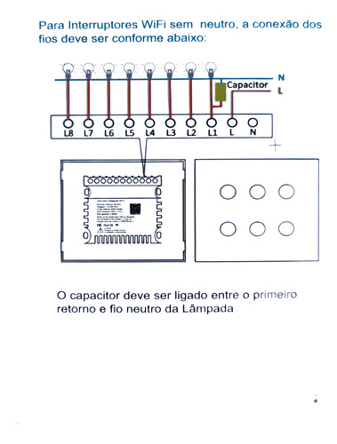 Interruptor Inteligente 6 Botoes Touch 4x4 Wifi Alexa Tuya