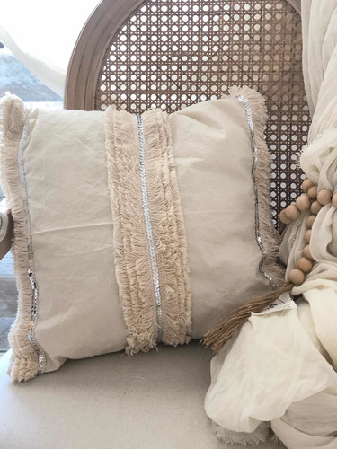 Almohadon Cloe Boho Flecos Lentejuelas Pack X 2 Unid