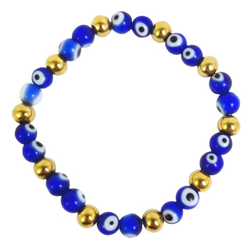 Pulsera Mujer Ojo Turco Protector Azul Donas Acero Dorado