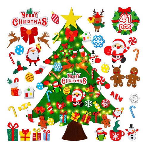 Max Fun Diy Juego De Árbol De Navidad De Fieltro Con Adornos
