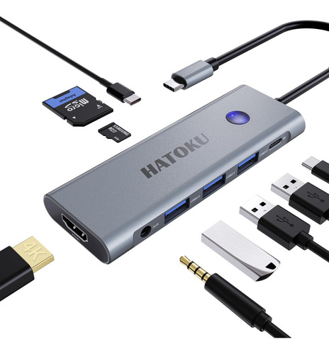 Hub Usb C 9 En 1: Hdmi, Pd 100w Y Puertos Versátiles