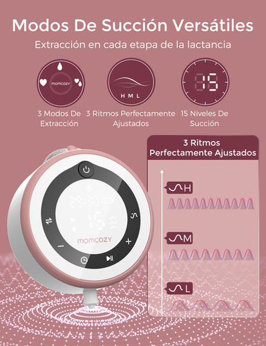 Momcozy V1 Pro Extractor De Leche Eléctrico, Extractor de Leche Portátil Manos Libres, Rojo