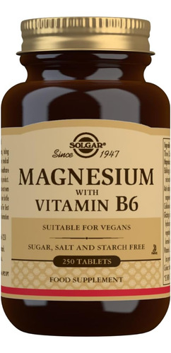 Solgar Magnesium With Vitamin B6, 250 Tablets - Promote H...