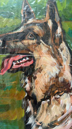 Pastor Alemão ( Bela Obra Do Pintor Moises (Usado)