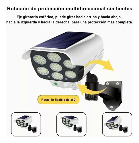 Luz Solar Control Remoto 77led 3 Modos De Falsa Cámara