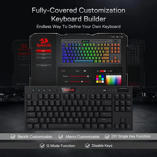 Redragon K621 Horus Tkl Teclado Mecánico Inalámbrico Rgb,...