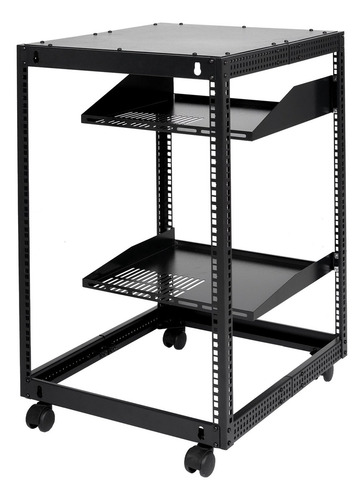 Rack Abierto Para Servidor 15u Profundidad Ajustable Vevor Color Negro