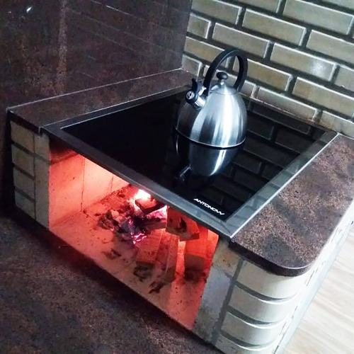 Chapa Vitrocerâmica 65 X 45 Para Fogão A Lenha Moldura Inox