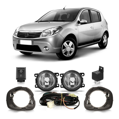 Kit Farol Milha Renault Sandero 2007 2008 2009 2010 Auxiliar