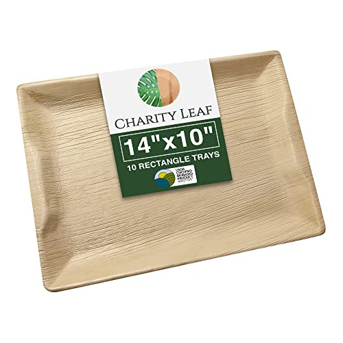 Disposable Palm Leaf 14' X 10' Trays (10 Pieces) Bamboo...