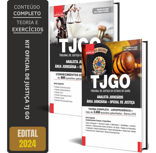 Kit Apostila Concurso Tj Go - Oficial De Justiça - Teoria Completa E Exercícios