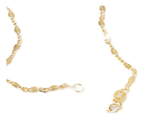 Cadena Martillada Bitono 2mm Oro Italiano Solido 10k 55cm Color Dorado
