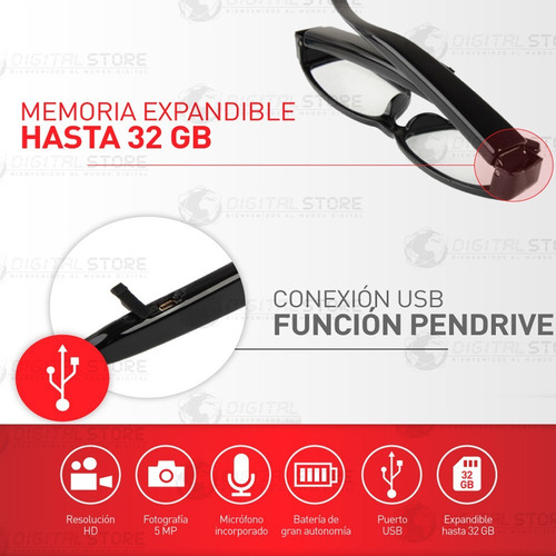 Camara Espia Oculta En Anteojo Mini Seguridad Vigilancia Hd
