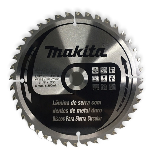 Disco Sierra Widia Ø185mm Makita B-19130 40d P/madera