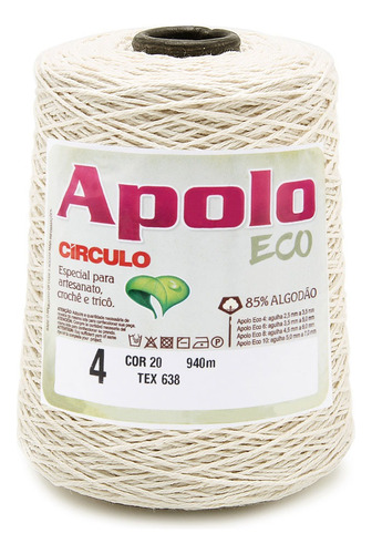 Barbante Apolo Eco Circulo N.04 Cru 600g Crochê Tricô