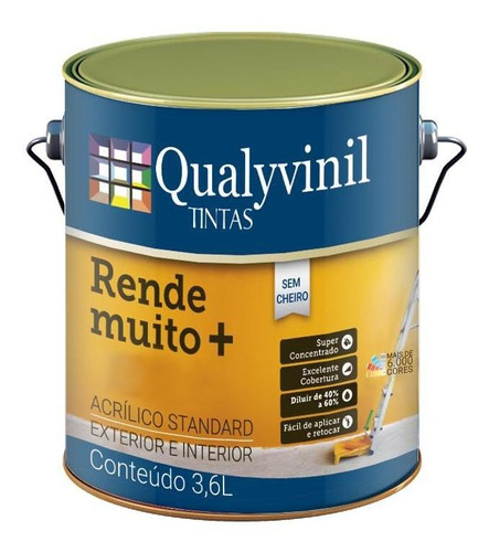 Tinta Galão Acrílica Rende Muito Fosco 3,6 Litros Qualyvinil