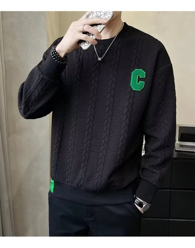 Sudadera Casual De Invierno Con Cuello Redondo Y Forro Polar