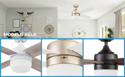 Ventilador De Techo Led Coolfan Bela 44pg Control Remoto Cantidad De Aspas 4 Estructura Dorado Aspas Blanco Diámetro 112 Cm Frecuencia 60 Hz Material De Las Aspas Madera