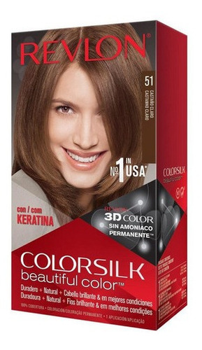 Kit Tintura Revlon  Colorsilk Beautiful Color Tono 51 Castaño Claro Para Cabello