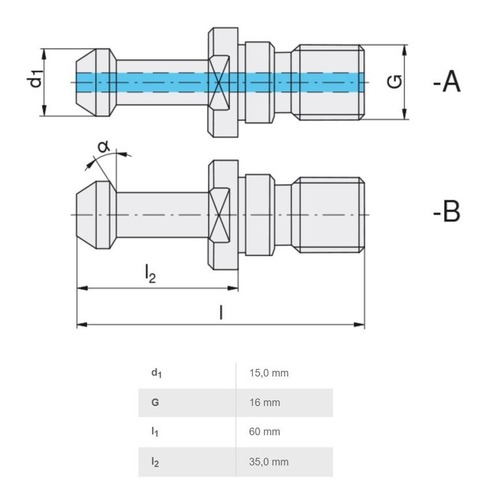 Perno Retención Bochi M16x2 Pull Stud Retention Knob Bt40