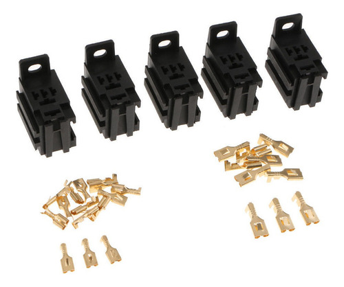 5x Conector De Soquete De Relé Automotivo 4 Pinos Com Fio Co