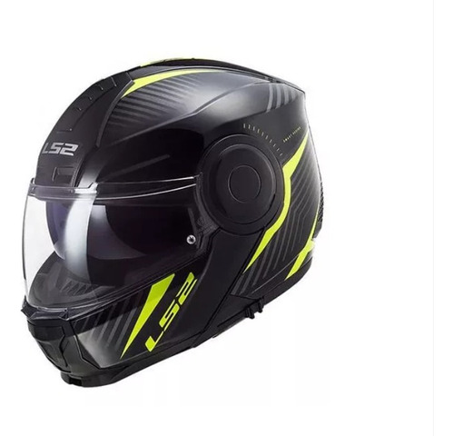 Casco Abatible Ls2 Scope Skid Negro Amarillo Rider1