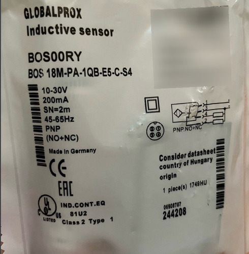 Sensor Balluff Pnp No + Nc 2m Bos M18-pa-1qb-e5-c-s4 Bos00ry