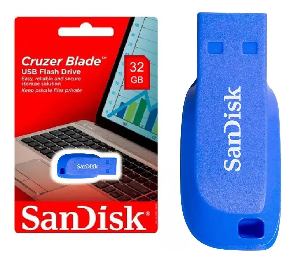 Pendrive Sandisk Cruzer Blade 32 GB azul elétrico