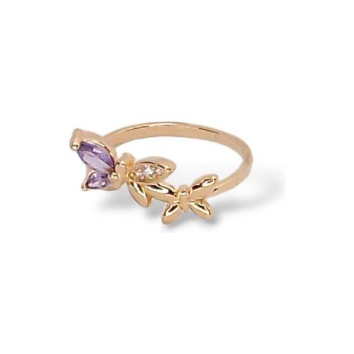 Anillo Mariposa Con Cristal Laminado En Oro 18k Bellanel