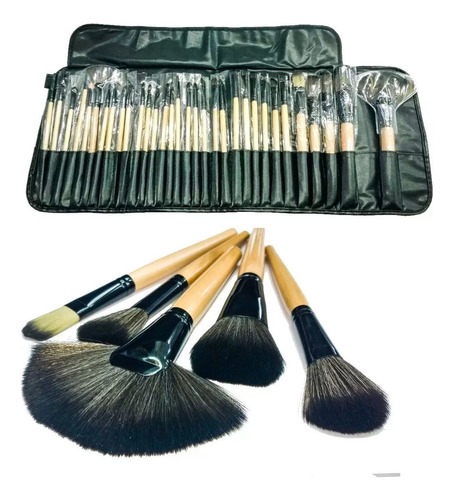 Set 32 Pinceles Y Brochas Maquillaje + Bolso Organizador