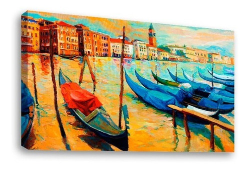 Cuadro Decorativo Canvas Góndolas El Mar Atardecer Pintura