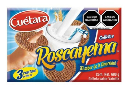 Galleta Cuetara Roscayema Rollo Caja Con 3 Rollos 600gr