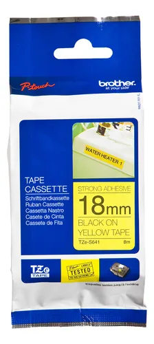 Cinta Brother Tze641 Negro Sobre Amarillo 18mm X 8mts