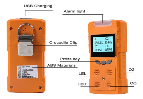 Detector De Gas Múltiple Medidor De Gas O2 Co H2s Ex 4 En 1