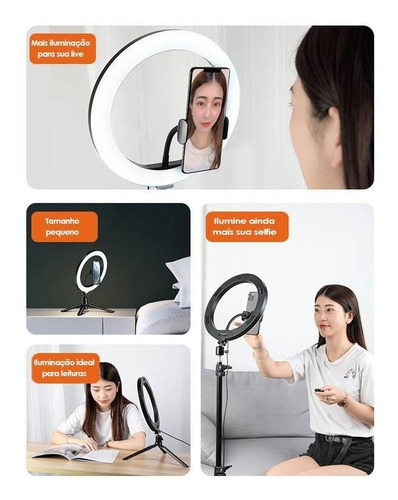 Ring Light Com Tripé De Chão/mesa E Controle Bluetooth Rock