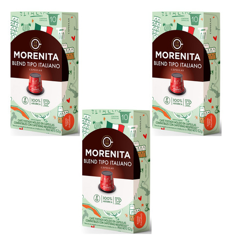 Cápsulas Café La Morenita Blend Italiano Caja X 30 Nespresso