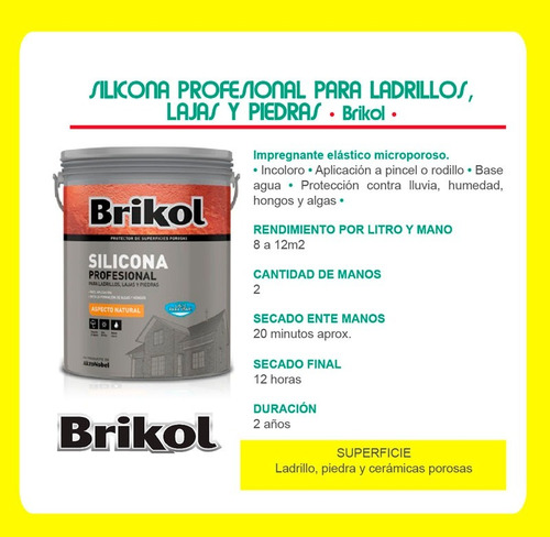 Brikol Ladrillos Silicona Base Agua Incoloro 4lts Pintumm