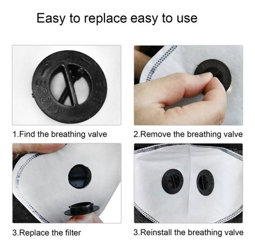 Imagen 3 de 3 de Cubrebocas Deportivo N95 Lavable Reusable 2 Válvulas Filtro