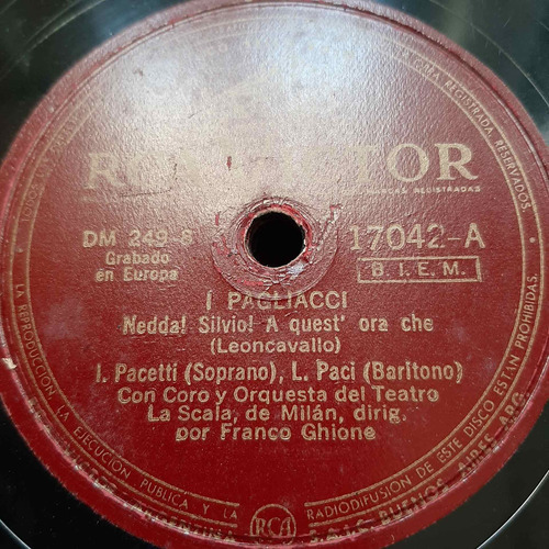 Pasta Gigli Pacetti I Pagliacci 8-11 Rca Victor Tc21