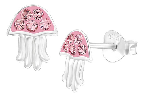 Aretes Plata 925 354 In Con Circonita Cubica Rosa Plata Plat