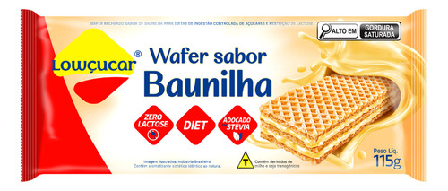 Wafer Dietético Lowçucar 115g Sabores Variados Kit Com 12