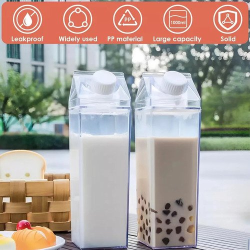 2 Botellas De Agua De Cartón De Leche, Reutilizables,